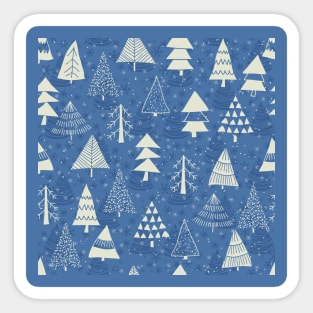 Christmas trees on blue Sticker